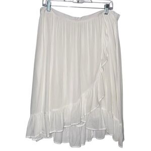 White‎ Wrap Skirt with Ruffles Flowy Rayon Cotton Fairy Coquette Girly